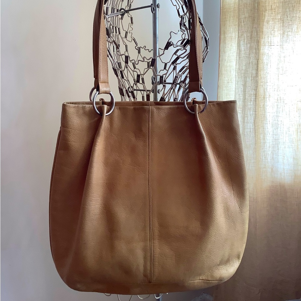 Gorgeous tan leather shoulder bag by Christoper Kon!